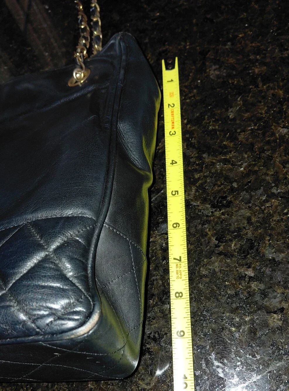CHANEL Black Matelasse Chain Coco Mark Lambskin Leather GVC!